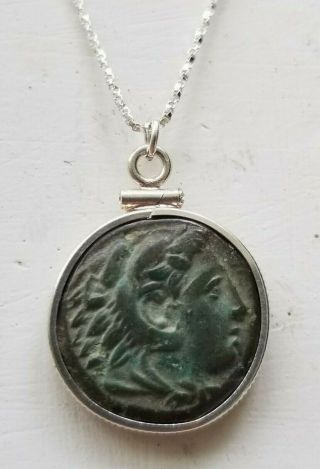 Authentic Ancient Greek Coin Of Alexander Iii The Great Sterling Silver Necklace