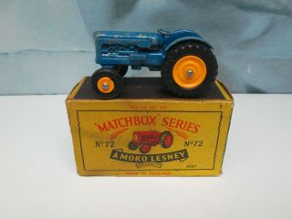 Matchbox/ Lesney 72a Fordson Major Tractor Blue / Yellow Hubs Front And Rear Box