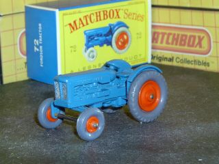 Matchbox Lesney Fordson Tractor 72 A3 Blue F&r Gpt/ow Scunl Exc & Crafted Box