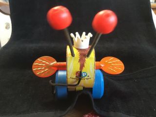 Vintage Fisher Price Queen Buzzy Bee Wooden Pull Toy 444, 2