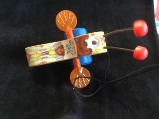 Vintage Fisher Price Queen Buzzy Bee Wooden Pull Toy 444, 3