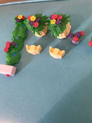 Playmobil Princess Castle 3019 / Dollhouse - 2 X Purple Flower Pot / Planters Pl