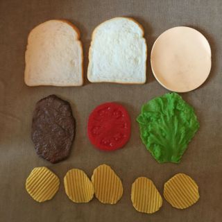 Vintage Realistic Play Food Pretend Sandwich And Potato Chip