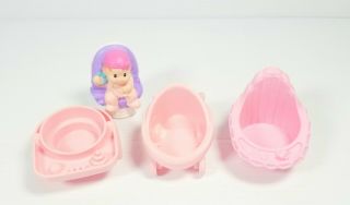 Fisher Price Little People Baby Girl With Stroller,  Walker And Highchair