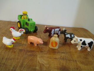 Playmobil Farm Animal Play Set With Cows Chickens,  Pig And Goat Tractor Farming