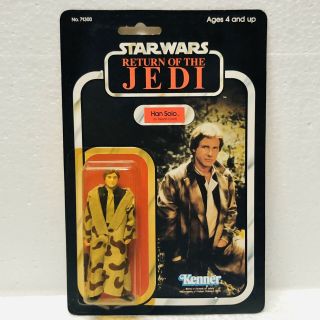 Vintage Kenner 1983 Star Wars Han Solo With Trench Coat Action Figure Moc 77