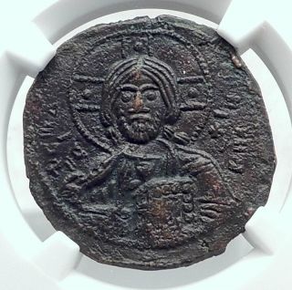 Jesus Christ Class A3 Anonymous Ancient 1020ad Byzantine Follis Coin Ngc I80773