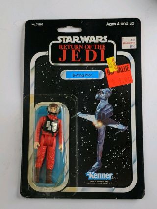 Vintage 1983 Star Wars Carded Rotj B - Wing Pilot Action Figure Moc Carded