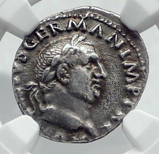 Vitellius Authentic Ancient 69ad Rome Silver Roman Coin Tripod Dolphin I81704