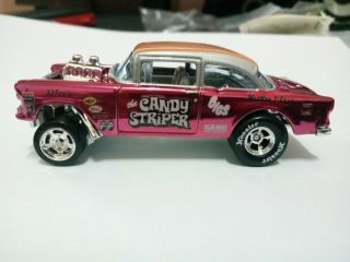 Hot Wheels Custom 55 Chevy Bel Air Gasser Candy Striper - Roof Orange - Custom Item