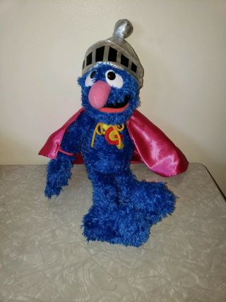 2013 Gund 16 " Grover Sesame Street Muppet Beanie Plush With Helmet & Cape