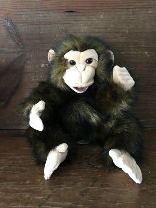 Folkmanis Baby Chimpanzee Hand Puppet Plush Pretend Play Animal Ape Jungle Euc