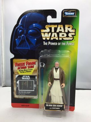 Ben (obi - Wan Kenobi) Star Wars Potf2 Power Of Force 1997 With Holo Green