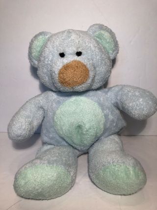 Ty Pluffies 2002 Baby Bluebeary Teddy Bear Blue Green Stuffed Animal Plush Toy