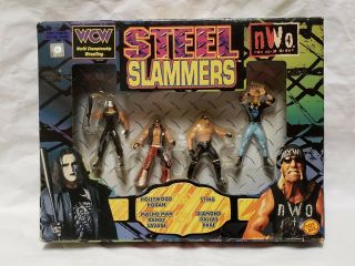 Vintage Wrestling Steel Slammers Wcw Nwo Figure Set 1998 Collectible In Pack