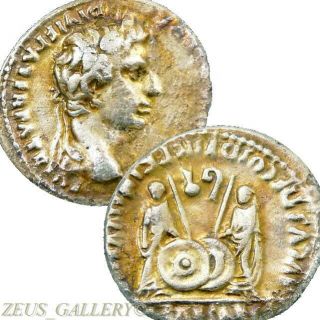 Augustus / Gaius,  Lucius Caesars 2 Bc Ancient Roman Empire Silver Denarius Coin
