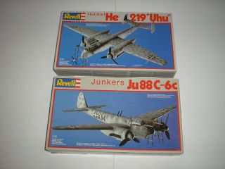 1/72 Revell German Bombers - Ju88c - 6c & He 219 " Uhu " - Two Pack