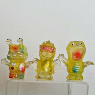 Elegab Clear Yellow 3 Mini Finger Puppet Figure Set Sofubi Kaiju