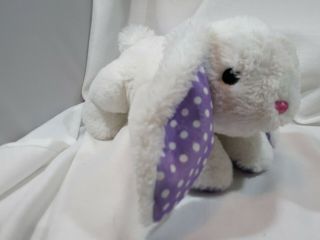 Dan Dee White Purple Polka Dots Laying Down Bunny Rabbit 11” Easter Plush