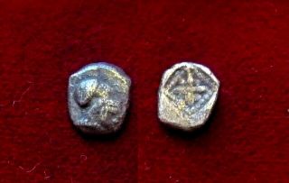 Troas,  Possibly Kolone Ar Hemiobol.  Circa 5th Century Bc.  Helmeted Head Athena
