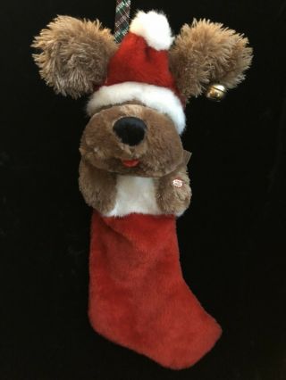 Dan Dee Animated Singing Dog Christmas Stocking Musical Moving Flapping Ears