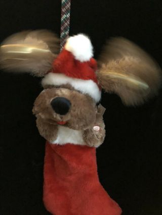 Dan Dee Animated Singing Dog Christmas Stocking Musical Moving Flapping Ears 3