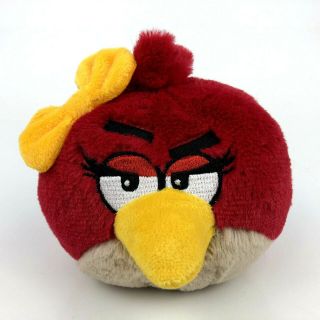 Angry Birds 5” Plush Red Girl Bird With Yellow Bow Rovio Cardinal With Sound