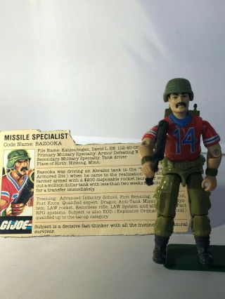 G.  I.  Joe 1985 Bazooka (v1) Action Figure - 100 Complete W/ File Card & Card Back