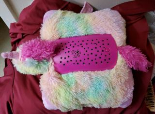 Pillow Pets Dream Lites Rainbow Unicorn 13 " Pink Nightlight Moon Stars Sky Plush