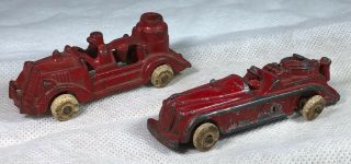 2 Old Metal Toy Fire Trucks