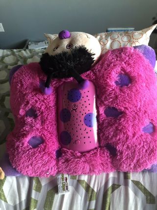 Dream Lites Pillow Pet Hot Pink Lady Bug Starry Sky Night Light; &