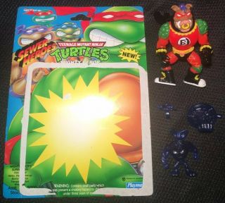 Teenage Mutant Ninja Turtles Mighty Bebop W/ Blue Accessories & Card Back 1993