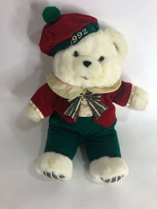 Unbranded Vintage 1992 Christmas Red Green Stuffed Teddy Bear