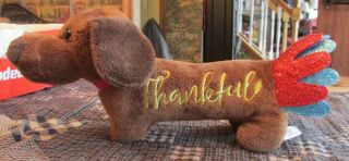 Vintage Dan Dee Rare Dachshund Weiner Dog Thanksgiving Turkey " Thankful "