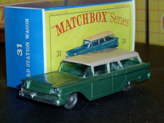 Matchbox Lesney Ford Fairlane Station Wagon 31 B8 Spw Red Sc11 Vnm & Crafted Box