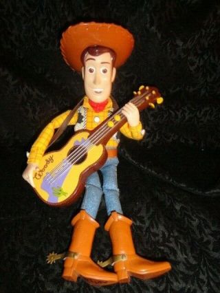 Disney Toy Story 2 Strummin Singing Woody Doll W/ Guitar Pixar Talking Figure