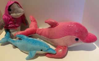 Dolphins Plush Stuffed Animall,  Seaworld With Sparkles