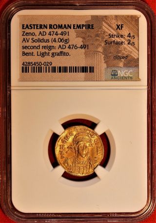 E - Coins Australia Zeno Av Gold Solidus.  Second Reign.  474 - 491