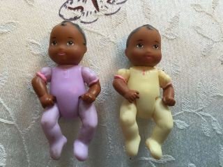 Fisher Price Loving Family Dollhouse Twin Time Baby Figures Yellow & Purple