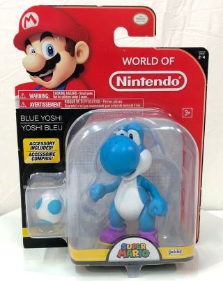 World Of Nintendo Mario Blue Yoshi Figure 4 " Inch Line Jakks 2015