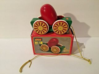 Vintage Brio Wooden Egg Cart Pull Toy