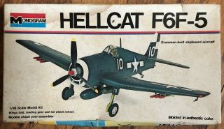 Monogram 1/48 Hellcat F6f - 5 Plastic Model Kit 6832 - Loose Parts But Complete