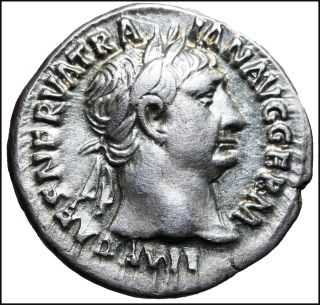 Trajan Ar Denarius Old Ancient Roman Silver Coin Rome Empire Imperial Victory