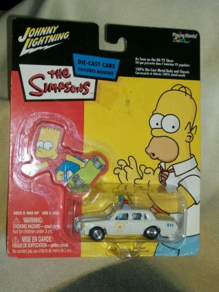 Johnny Lightning The Simpsons Chief Wiggins Police Cruiser W/ Bart Simpson