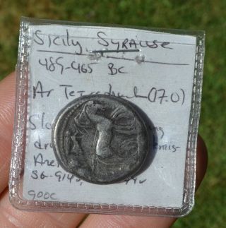 Ancient Greek Coin Sicily Syracuse Ar Silver Tetradrachm 480 460 B.  C.