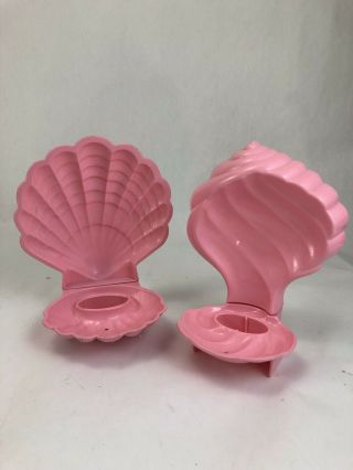Vintage 1985 My Little Pony Mlp Set Of 2 Nautilus Pink Sea Shell Sea Pony Stand