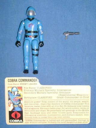 1983 Cobra Commander V.  1 Swivel Arm 100 Complete W/fc File Card Logo Jtc