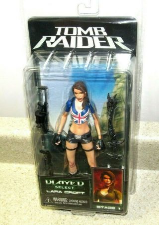 Lara Croft Tomb Raider Uk Variant Neca Player Select Rare Figure Union Jack