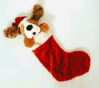 Dan Dee Animated Dog 24 " Christmas Stocking Music Sings Songs Bells Ears Move