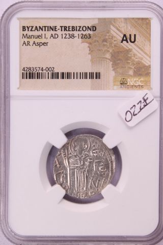 Byzantine Trebizond Manuel I 1238 - 1263 AD Silver Asper AU NGC 022E 3